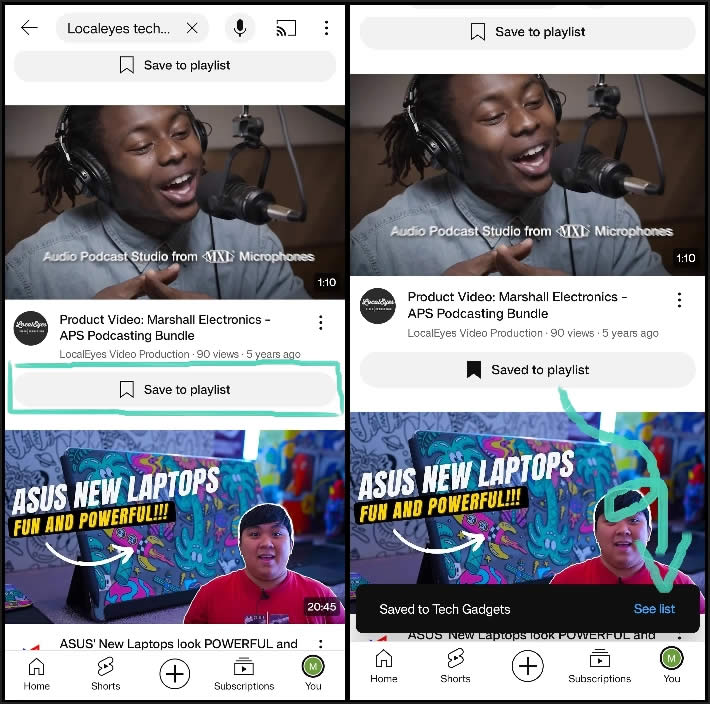 Save Video to Playlist from Phone