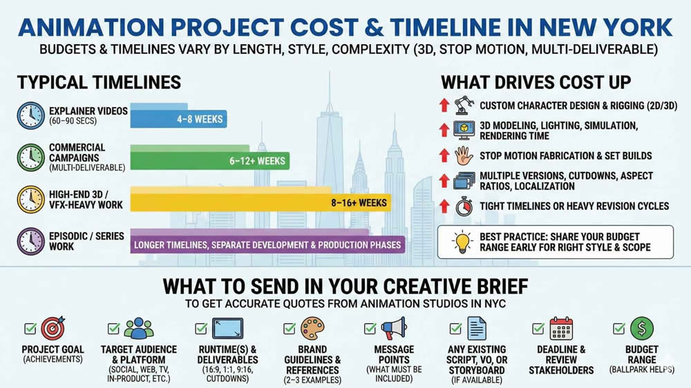 Animation project cost & timeline in New York