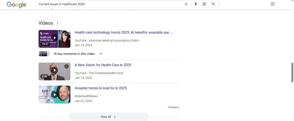 Current issues in healthcare 2025