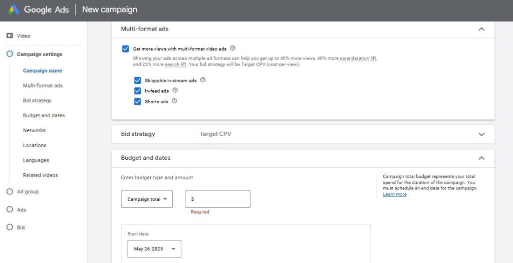 Google ads targeting option