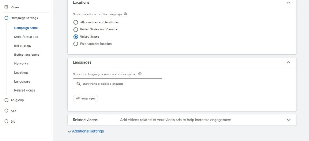 Googles ads location and language fix