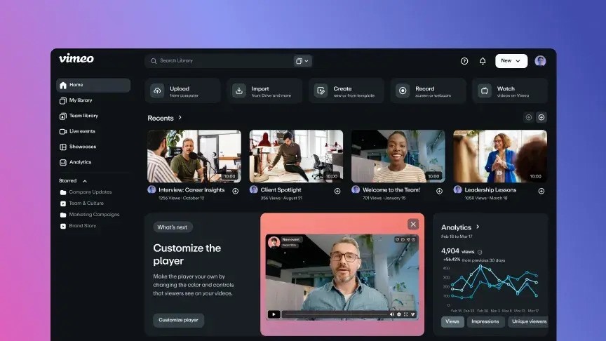 Vimeo interface