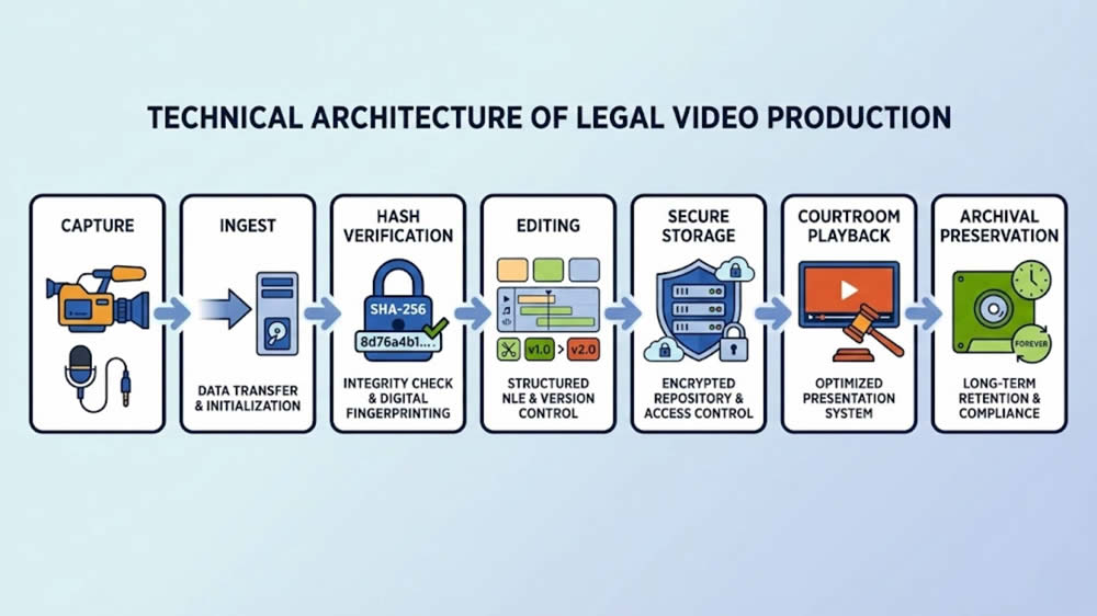 Legal Video Production Technical Architecture Diagram