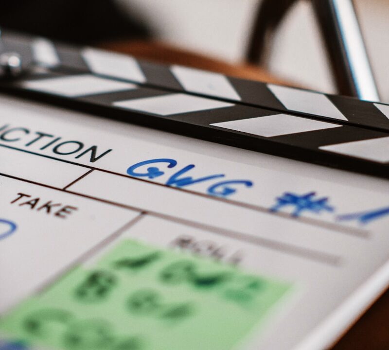a close up of a movie clapper