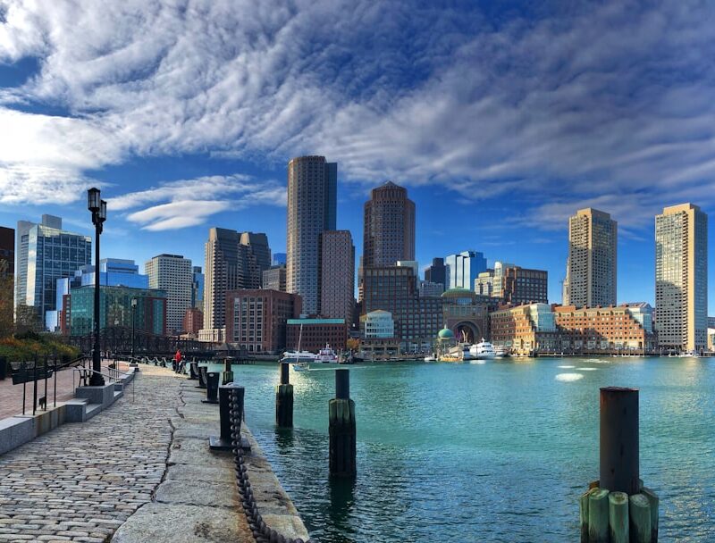 a view of a city from across the water