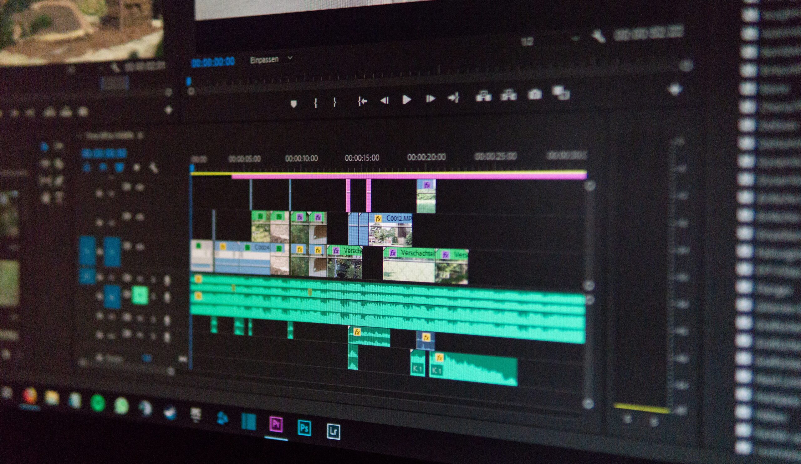 Close up of an animation software with a video in production