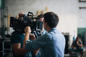 Camerman operating a video production camera