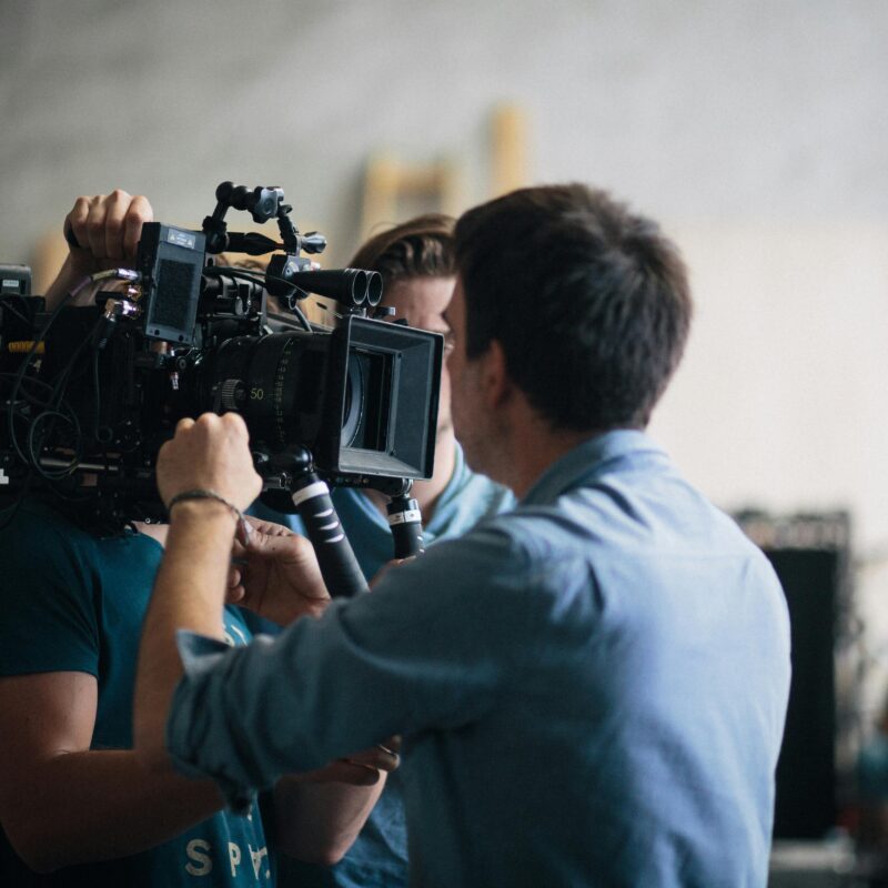 Camerman operating a video production camera