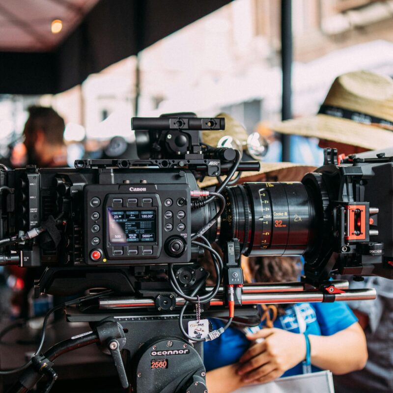 Side view of a professional camera